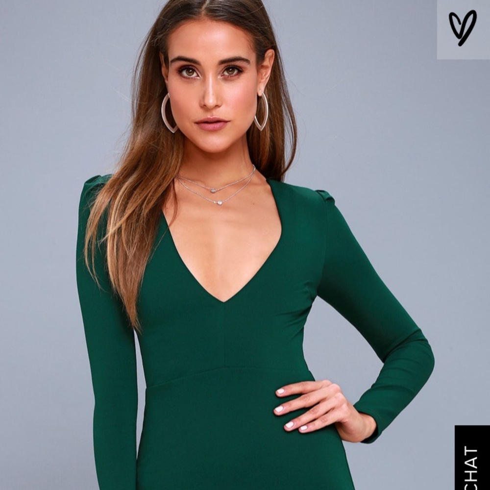 Haute in here forest green bodycon dress